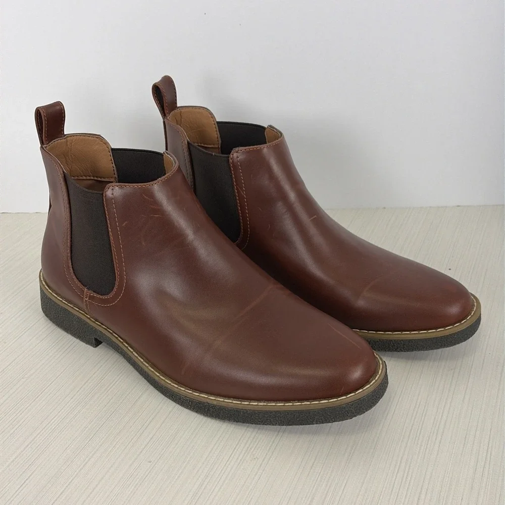Deer Stags Men's Rockland Dress Comfort Chelsea Boot Redwood/Dark Brown Size 9 M